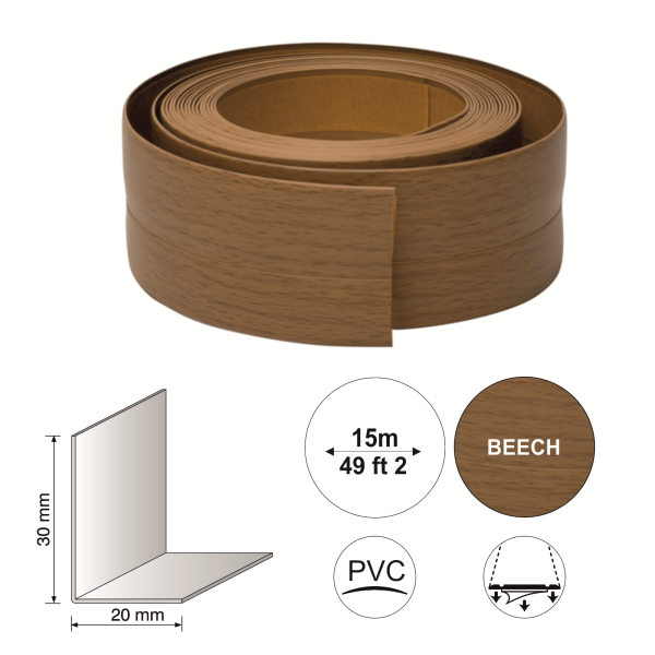 Self Adhesive Flexible PVC Skirting Board 15m Long